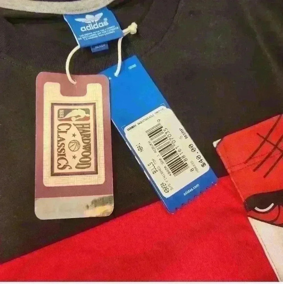 Adidas Originals Hardwood Classics Chicago Bulls SS Shirt Black Red White NWT - Picture 7 of 12